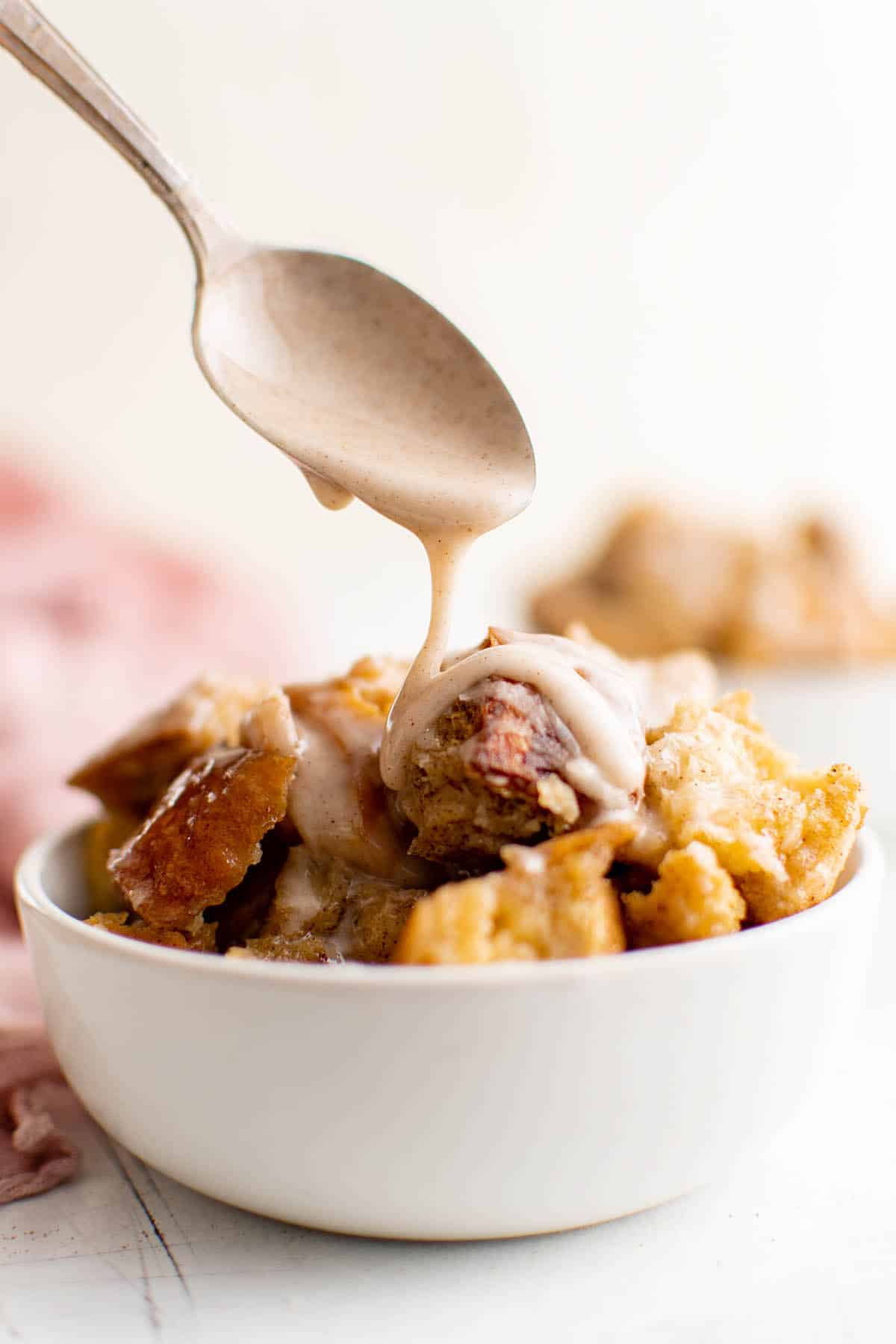 french toast casserole made in the crockpot with glaze